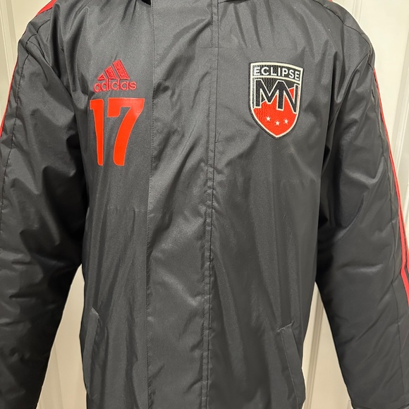 Adidas Long Stadium Sports Soccer Winter Coat Jacket Black Unisex X-Small - Picture 6 of 16